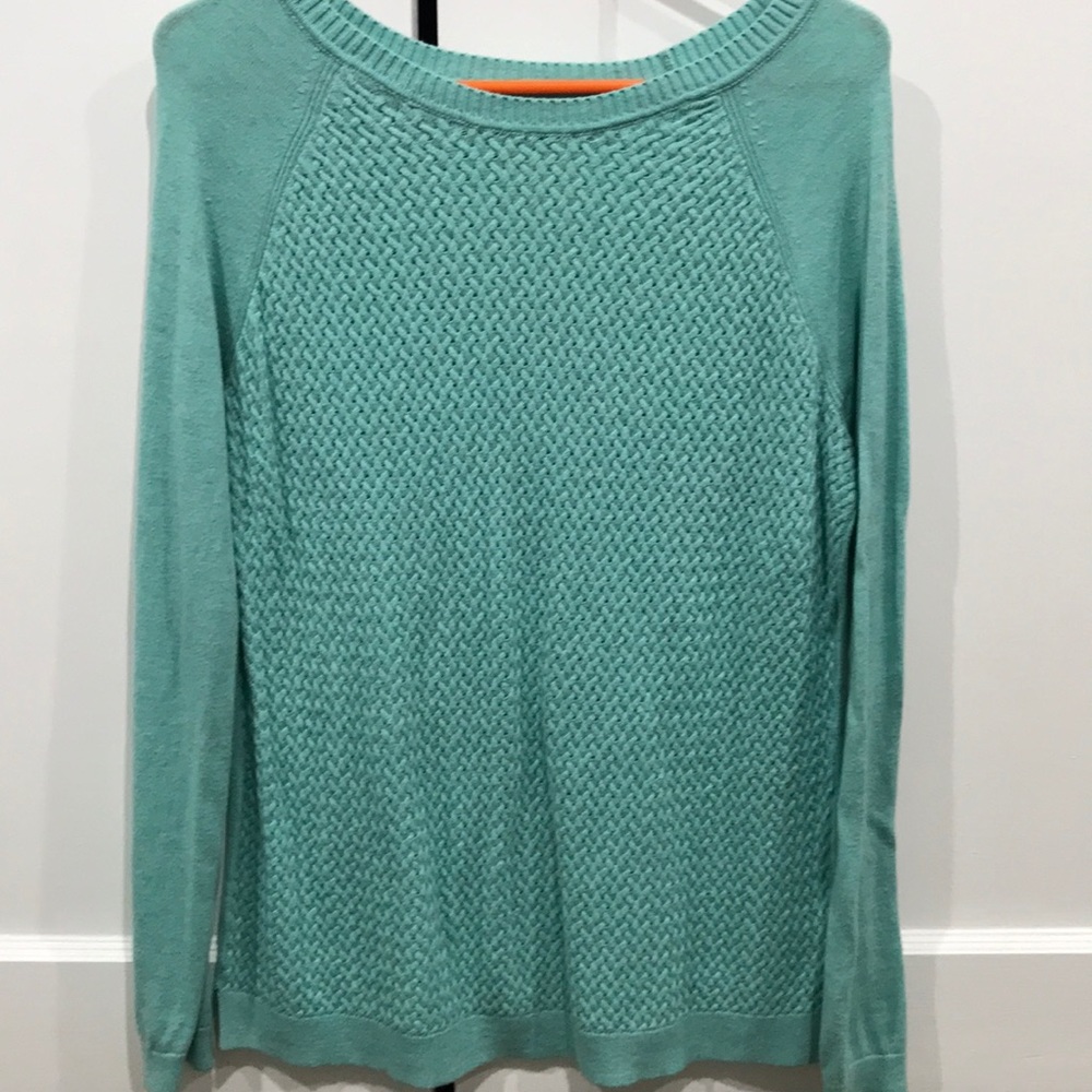 Blue/mint sweater.